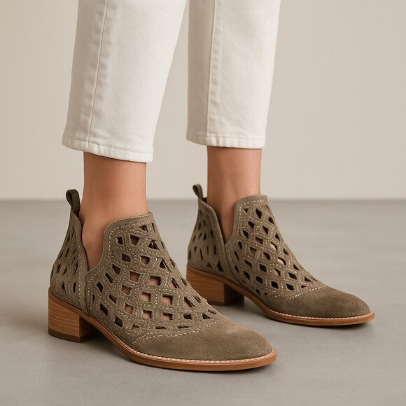 Jeffrey Campbell Taggart Suede‎ Cutout Ankle Booties - Picture 1 of 9